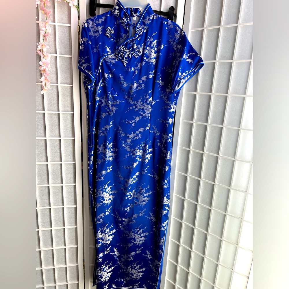 Qipao cobalt blue dress